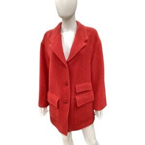 VTG Oscar De La Renta Coat Women’s Size 10 Wool Blend Pockets Button Closure Red